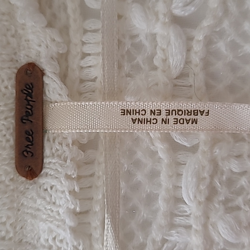 Free People Womens White Crochet Sweater Size XS - Picture 5 of 8